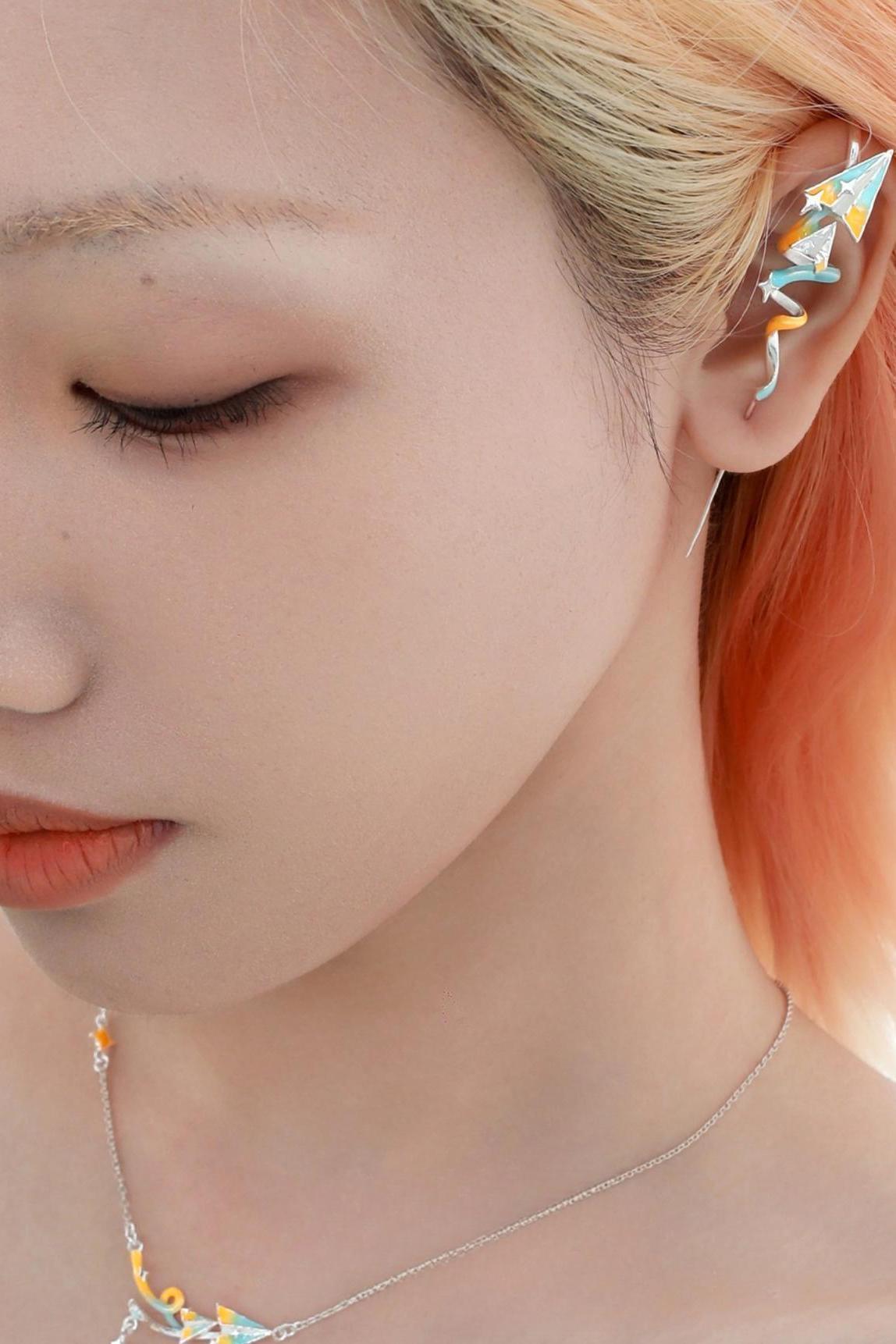 Orange Sea Paper Plane Stud Earrings