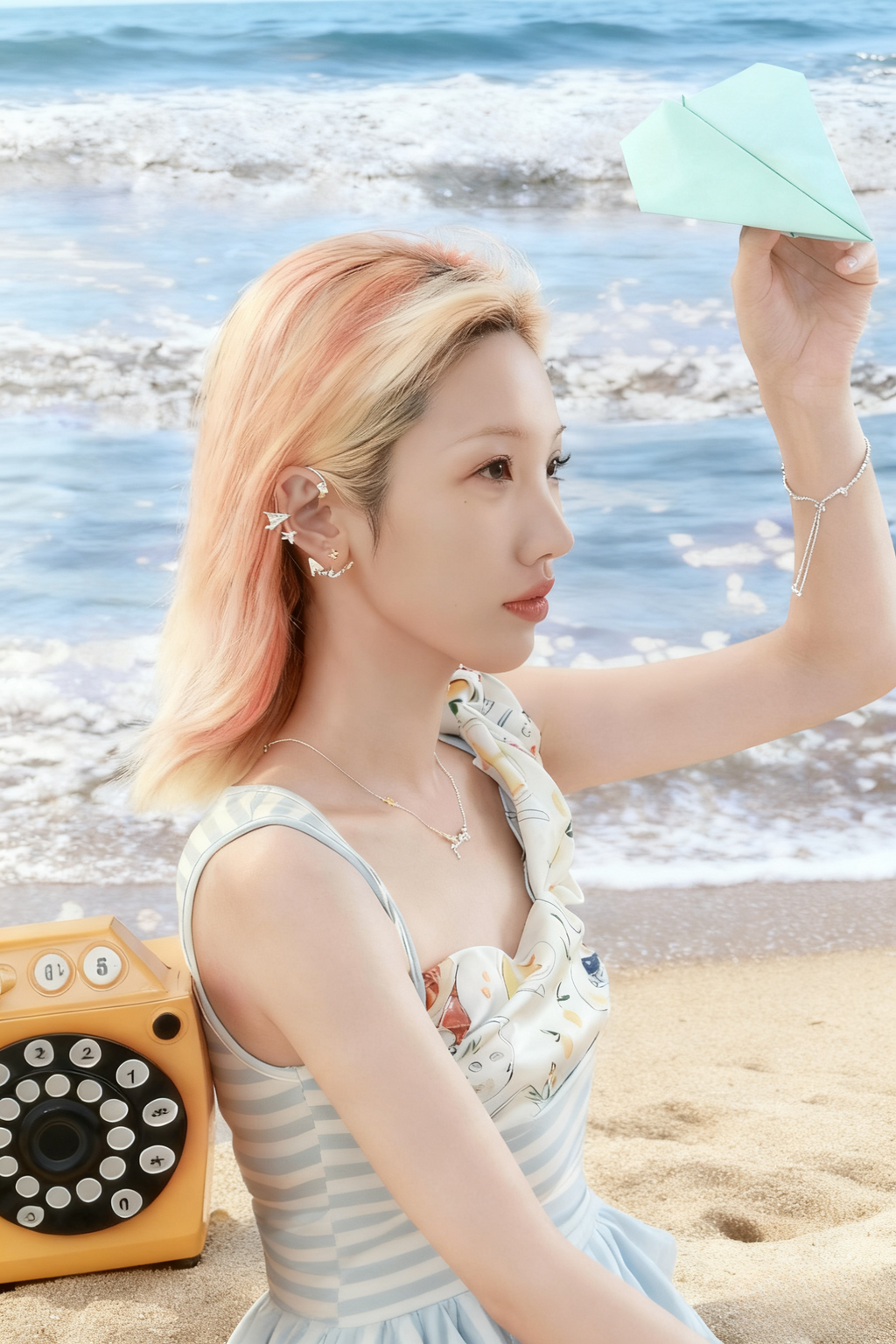 Orange Sea Paper Plane Necklace