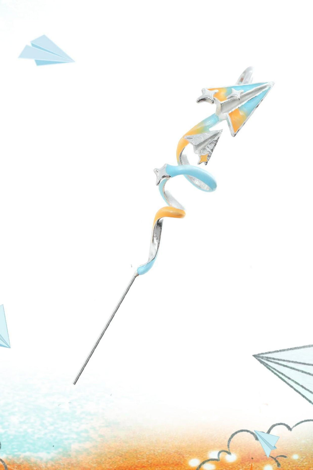 Orange Sea Paper Plane Stud Earrings