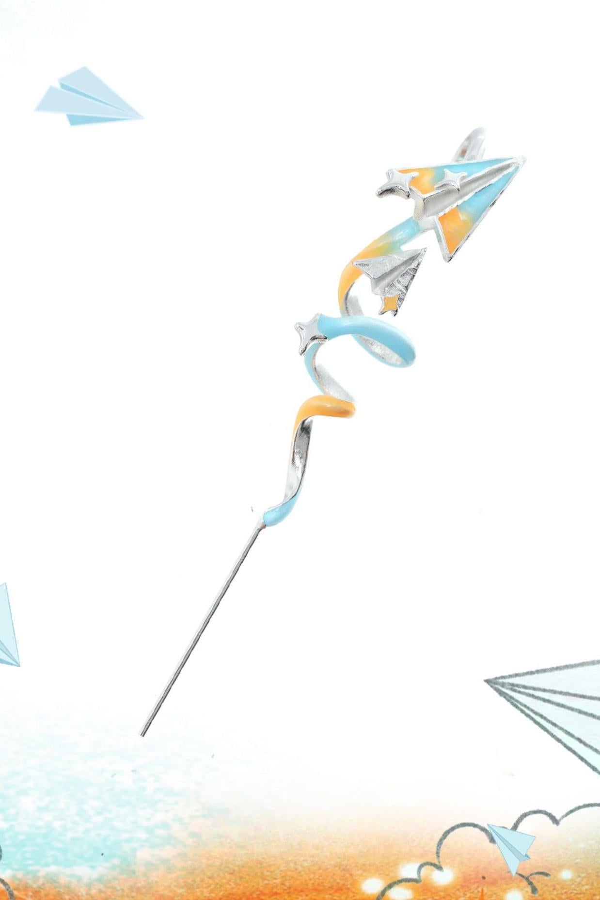 Orange Sea Paper Plane Stud Earrings