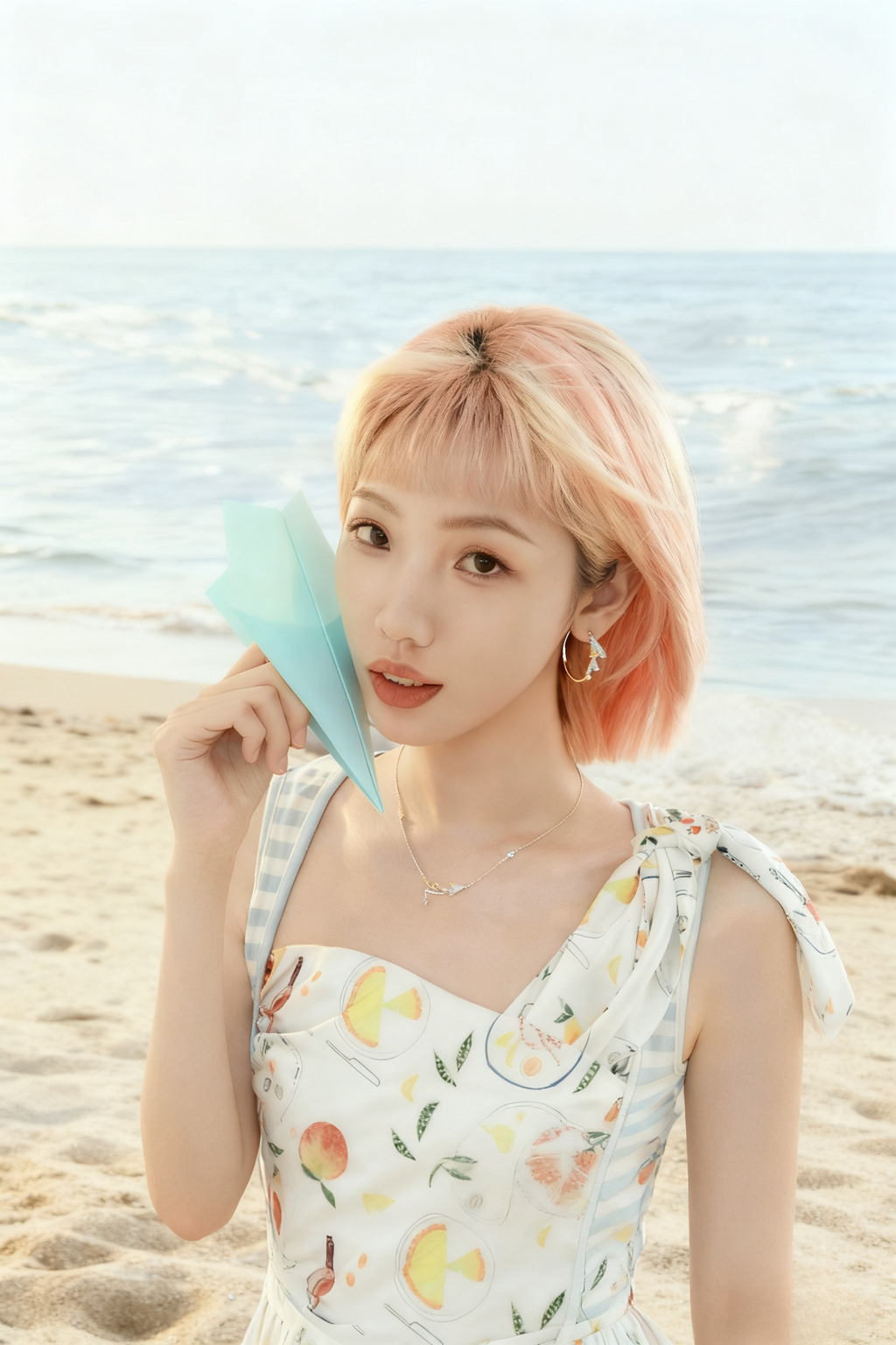 Orange Sea Paper Plane Necklace