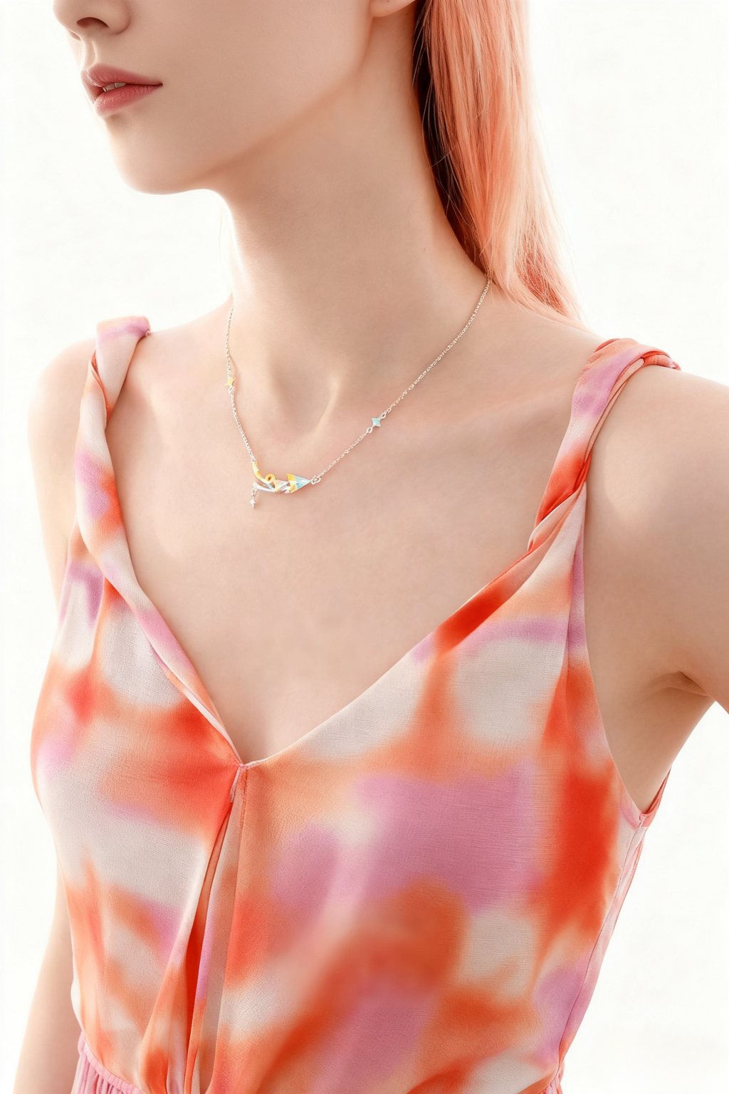 Orange Sea Paper Plane Necklace