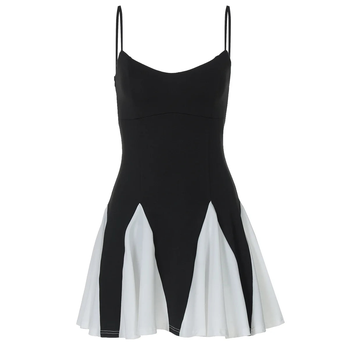 Color Block Spliced Short Dress Fashion Strapless Backless Ruffled Dress