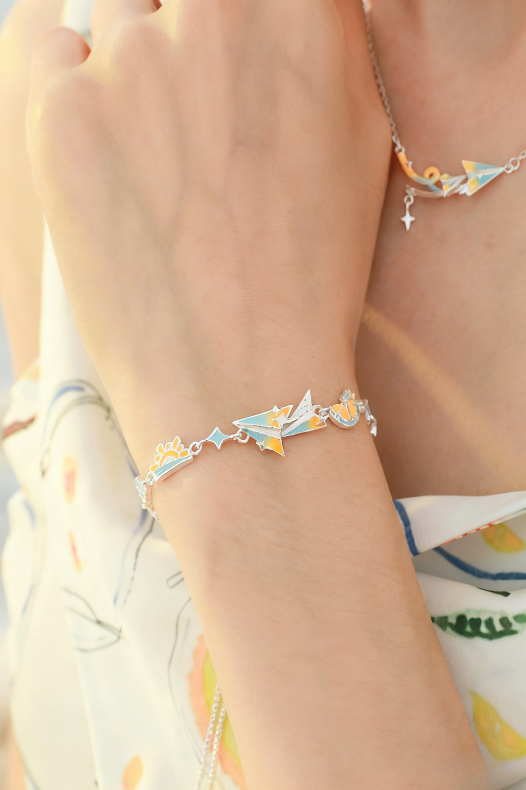 Orange Sea Paper Plane Bracelet
