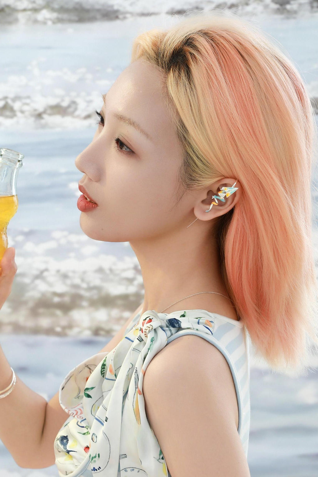 Orange Sea Paper Plane Stud Earrings