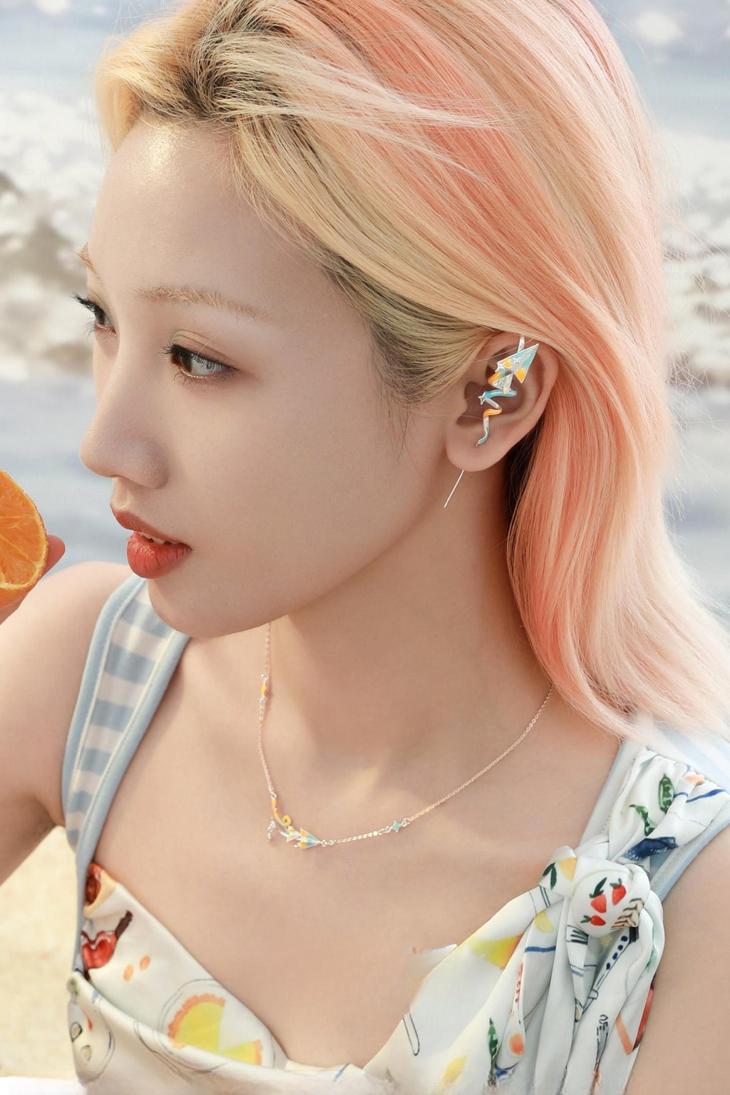 Orange Sea Paper Plane Stud Earrings