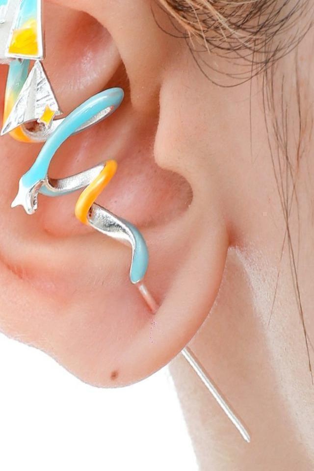 Orange Sea Paper Plane Stud Earrings