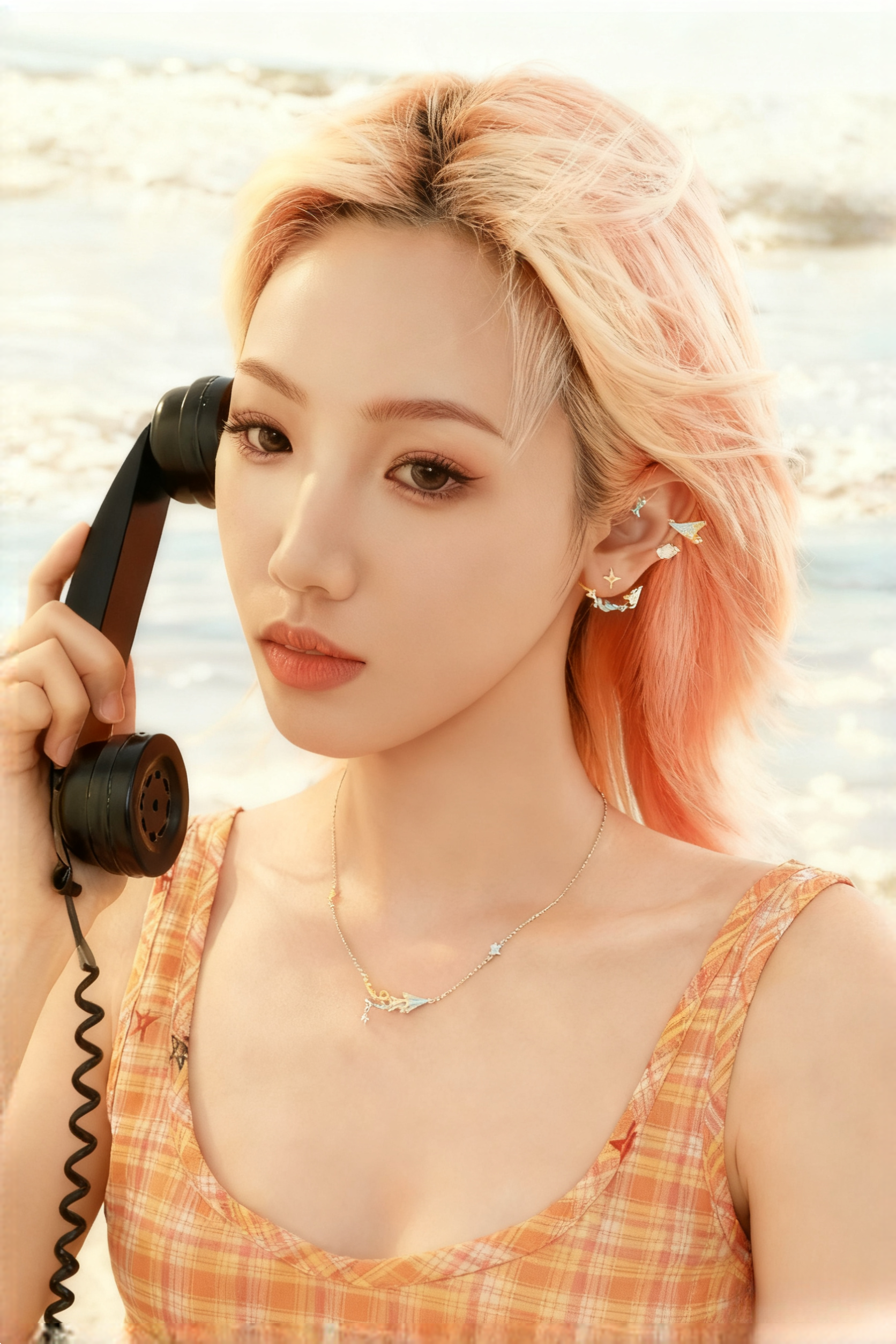 Orange Sea Paper Plane Necklace