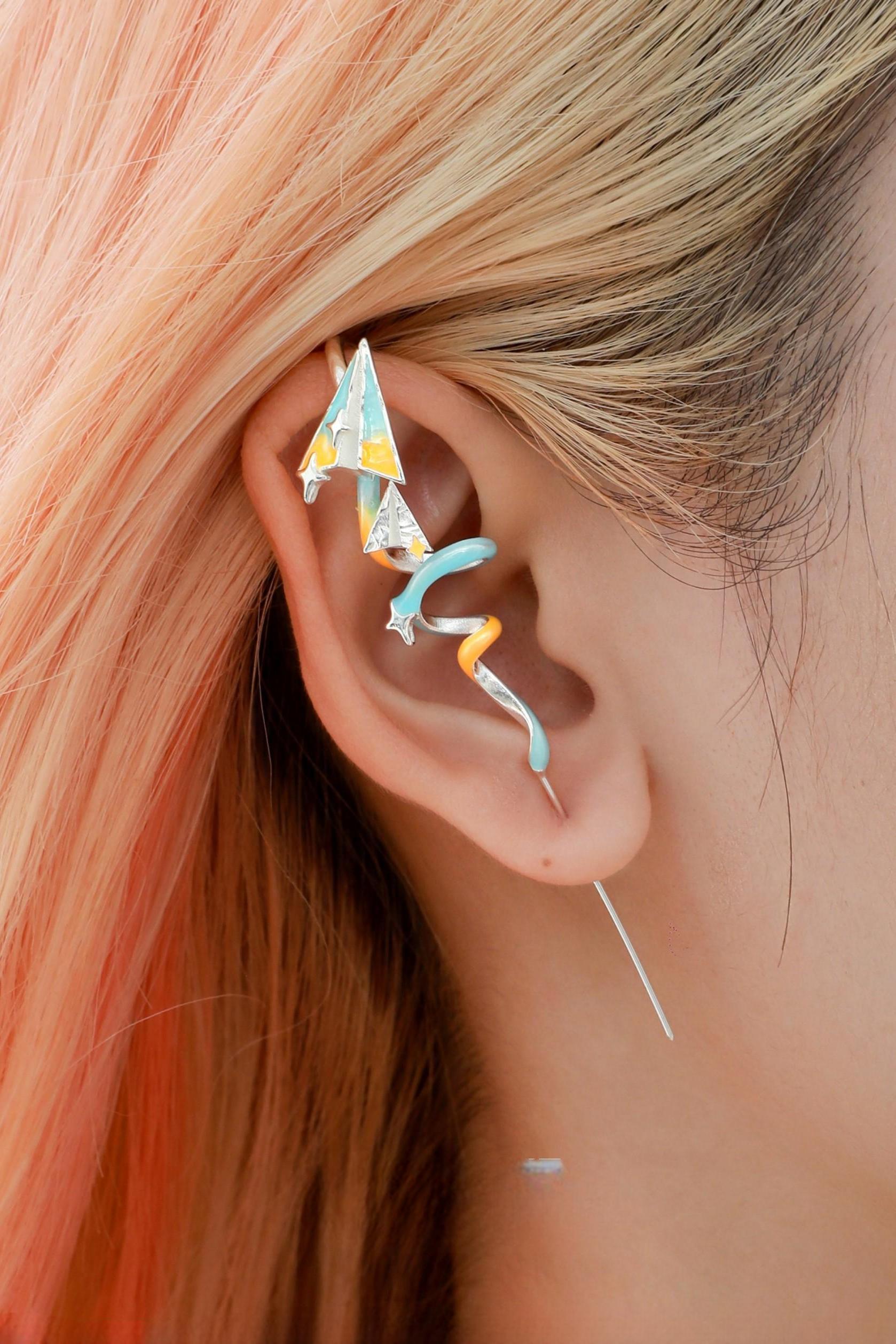 Orange Sea Paper Plane Stud Earrings