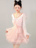 Sweet Layered Tulle Swim Dress with Sheer Bolero in Baby Pink