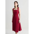 French Style Suspender Dress for Women Summer Chic Style Red Square Collar Slim Mid-length Elegant Dress